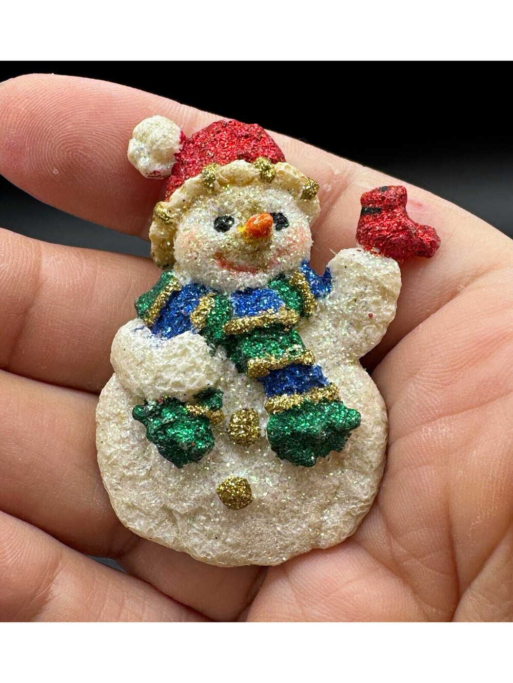 Snowman Cardinal Christmas Lapel Pin Glitter Resin Santa Hat Holiday Vintage Sty